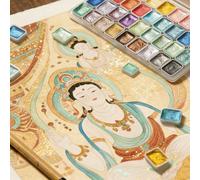 Metallic Watercolor Painting Set, 36Color Shifting Glitter Watercolour Solid Paint Box, Shimmer Travel Watercolour Set with Pen,Soluble and Mix Well Watercolour Paint for Kid Beginner and Professional