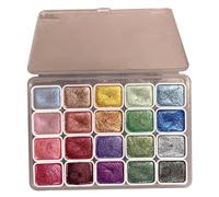 Metallic Watercolor Paints, Metallic Watercolor Paint Set 20 Colors 1ml Glitter Watercolor Paint Box Pearlescent Watercolor Palette Art Supplies for Professionals Art Students
