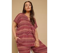 Yours Curve Rust Metallic Zig Zag Tie Neck Top - Women's - Plus Size Curve