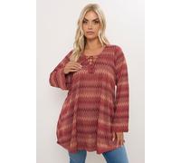 Metallic Zig Zag Tie Neck Tunic Top Yours Orange 16