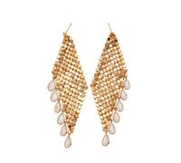 Metallic zirconia teardrop earrings - fashionable, unique and high-end ear accessories