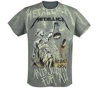 Metallica ... and Justice for All - Neon Backdrop Men T-Shirt Charcoal S, 100% Cotton, Regular