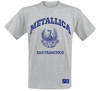 Metallica College Crest Men T-Shirt Grey M, 90% Cotton, 10% Polyester, Regular