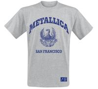 Metallica College Crest Men T-Shirt Grey XXL, 90% Cotton, 10% Polyester, Regular