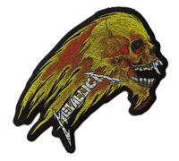 Metallica Flaming Skull Patch Fire Rock Metal Band Woven Iron On