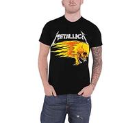Metallica Flaming Skull Tour Tee Men T-Shirt Black XL, 100% Cotton, Regular