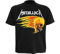 Metallica Flaming Skull Tour Tee Men T-Shirt Black S, 100% Cotton, Regular