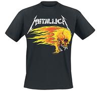 Metallica Flaming Skull Tour Tee Men T-Shirt Black L, 100% Cotton, Regular