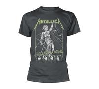 Metallica 'Justice for All Faces' (Grey) T-Shirt (UK, Alpha, L, Regular, Regular, Multicoloured)
