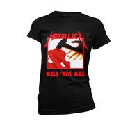 Metallica T Shirt Kill Em All Tracks Band Logo Official Womens Skinny Fit Black L