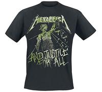 Metallica Men's Justice Vintage_Men_BL_TS: S Regular Fit Crew Neck Short Sleeve T - Shirt, Black (Black Black), Small (Manufacturer Size:Small)