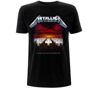 Metallica Men's Master Of Puppets Tracks Back Print T-Shirt in Black | Size: Medium metallica Black M