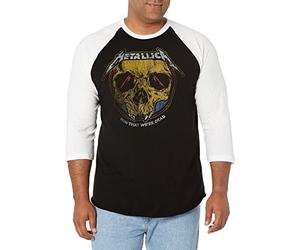 Metallica Men's Now That We're Dead Raglan Baseball Jersey, Black/White, Large
