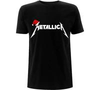 Metallica Men's Santa Hat Cotton Logo T-Shirt in Black | Size: Medium metallica Black M