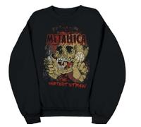 Metallica Men's Shortest Straw Red Outline Logo Unisex Crewneck Fleece Pullover Sweater, Black, XL