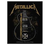 Metallica Patch Hetfield Guitar Logo Official Black Cotton Sew On 10cm x 8cm One Size