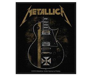 Metallica Patch Hetfield Guitar Logo Official Black Cotton Sew On 10cm x 8cm One Size
