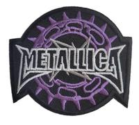 metallica patch logo purple and black 7.5x7 cm iron-on rock roll badge