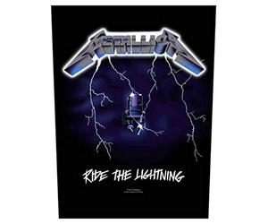Metallica Ride The Lightning Backpatch - 1x Black Rectangular Sew-on Embroidered Patch