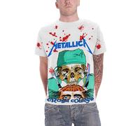 Metallica T Shirt Crash Course In Brain Surgery new Official Mens White All Over