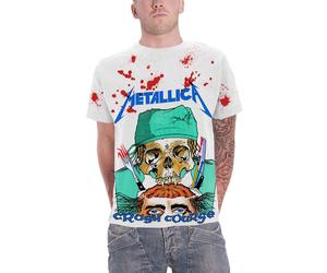 Metallica T Shirt Crash Course In Brain Surgery new Official Mens White All Over