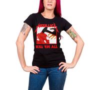 Metallica T Shirt Kill Em All Tracks Band Logo Official Womens Skinny Fit Black