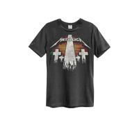 Metallica T Shirt Master Of Puppets Band Logo Official Amplified Unisex Charcoal