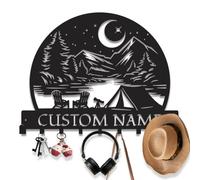 MetallicOne Personalized Camping Key Holder for Wall, Custom Metal Campsite Key Hanger & Coat Hook, Rustic Camp Decor for Camper Families, Cabin Entryway & Porch Organizer (Style-4)