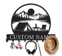 MetallicOne Personalized Camping Key Holder for Wall, Custom Metal Campsite Key Hanger & Coat Hook, Rustic Camp Decor for Camper Families, Cabin Entryway & Porch Organizer (Style-3)
