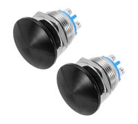 METALLIXITY 1PCS 3A 19MM 3/4" Momentary Mushroom Head Push Button Switch 12V 24V 120V 250V AC Black 1NO Waterproof IP65 SPST Domed Round 2 Screw Foot Button