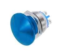 METALLIXITY 1PCS 3A 19MM 3/4" Momentary Mushroom Head Push Button Switch 12V 24V 120V 250V AC Blue 1NO Waterproof IP65 SPST Domed Round 2 Screw Foot Button