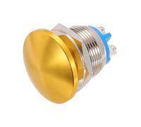 METALLIXITY 1PCS 3A 19MM 3/4" Momentary Mushroom Head Push Button Switch 12V 24V 120V 250V AC Gold 1NO Waterproof IP65 SPST Domed Round Self-resetting Button