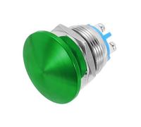 METALLIXITY 1PCS 3A 19MM 3/4" Momentary Mushroom Head Push Button Switch 12V 24V 120V 250V AC Green 1NO Waterproof IP65 SPST Self-resetting Domed Round 2 Screw Foot Button