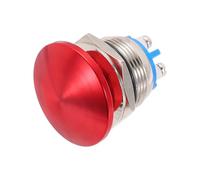 METALLIXITY 1PCS 3A 19MM 3/4" Momentary Mushroom Head Push Button Switch 12V 24V 120V 250V AC Red 1NO Waterproof IP65 SPST Domed Round 2 Screw Foot Switch