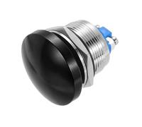 METALLIXITY 1PCS 3A 22MM 7/8" Momentary Mushroom Head Push Button Switch 12V 24V 120V 250V AC Black 1NO Waterproof IP65 SPST Domed Round Button