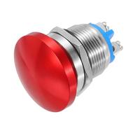 METALLIXITY 1PCS 5A 19MM 3/4" Momentary Mushroom Head Push Button Switch 12V 24V 120V 250V AC Black 1NO Waterproof IP65 SPST Domed Round Self-resetting Button