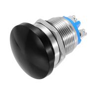 METALLIXITY 1PCS 5A 19MM 3/4" Momentary Mushroom Head Push Button Switch 12V 24V 120V 250V AC Black 1NO Waterproof IP65 SPST Domed Round 2 Screw Foot Switch