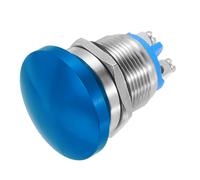 METALLIXITY 1PCS 5A 19MM 3/4" Momentary Mushroom Head Push Button Switch 12V 24V 120V 250V AC Blue 1NO Waterproof IP65 SPST Self-resetting Domed Round 2 Screw Foot Button