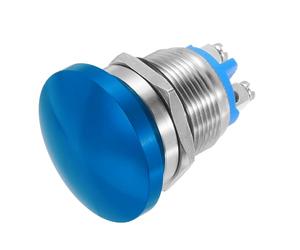 METALLIXITY 1PCS 5A 19MM 3/4" Momentary Mushroom Head Push Button Switch 12V 24V 120V 250V AC Blue 1NO Waterproof IP65 SPST Self-resetting Domed Round 2 Screw Foot Button