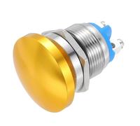 METALLIXITY 1PCS 5A 19MM 3/4" Momentary Mushroom Head Push Button Switch 12V 24V 120V 250V AC Gold 1NO Waterproof IP65 SPST Domed Round 2 Screw Foot Button