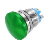 METALLIXITY 1PCS 5A 19MM 3/4" Momentary Mushroom Head Push Button Switch 12V 24V 120V 250V AC Green 1NO Waterproof IP65 SPST Round Self-resetting Button