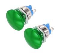 METALLIXITY 2PCS 3A 16MM 5/8" Momentary Mushroom Head Push Button Switch 12V 24V 120V 250V AC Green 1NO Waterproof IP65 SPST Domed Round 2 Screw Foot Button