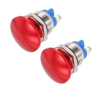 METALLIXITY 2PCS 3A 16MM 5/8" Momentary Mushroom Head Push Button Switch 12V 24V 120V 250V AC Red 1NO Waterproof IP65 SPST Domed Round 2 Screw Foot Button Switch
