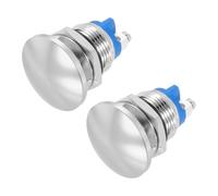 METALLIXITY 2PCS 3A 16MM 5/8" Momentary Mushroom Head Push Button Switch 12V 24V 120V 250V AC Silver 1NO Waterproof IP65 SPST Self-resetting Domed Round 2 Screw Foot Button
