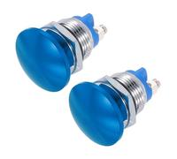 METALLIXITY 2PCS 3A 16MM 5/8" Momentary Round Mushroom Head Push Button Switch 12V 24V 120V 250V AC Blue 1NO Waterproof IP65 SPST Domed 2 Screw Foot Button