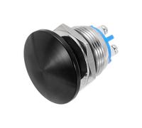METALLIXITY 2PCS 3A 19MM 3/4" Momentary Mushroom Head Push Button Switch 12V 24V 120V 250V AC Black 1NO Waterproof IP65 SPST Domed Round 2 Screw Foot Button