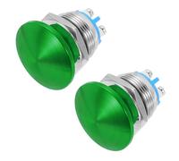 METALLIXITY 2PCS 3A 19MM 3/4" Momentary Mushroom Head Push Button Switch 12V 24V 120V 250V AC Green 1NO Waterproof IP65 SPST Self-resetting Domed Round 2 Screw Foot Button