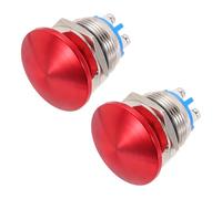 METALLIXITY 2PCS 3A 19MM 3/4" Momentary Mushroom Head Push Button Switch 12V 24V 120V 250V AC Red 1NO Waterproof IP65 SPST Domed Round 2 Screw Foot Switch
