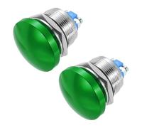 METALLIXITY 2PCS 3A 22MM 7/8" Momentary Mushroom Head Push Button Switch 12V 24V 120V 250V AC Green 1NO Waterproof IP65 SPST Self-resetting Domed Round 2 Screw Foot Button