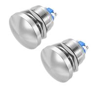 METALLIXITY 2PCS 3A 22MM 7/8" Momentary Mushroom Head Push Button Switch 12V 24V 120V 250V AC Silver 1NO Waterproof IP65 SPST Domed Round 2 Screw Foot Button